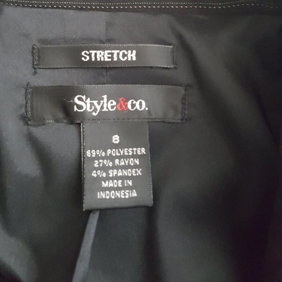 New STYLE & CO Strech Collection Womens Button Suit Jacket Black Striped - Picture 8 of 12